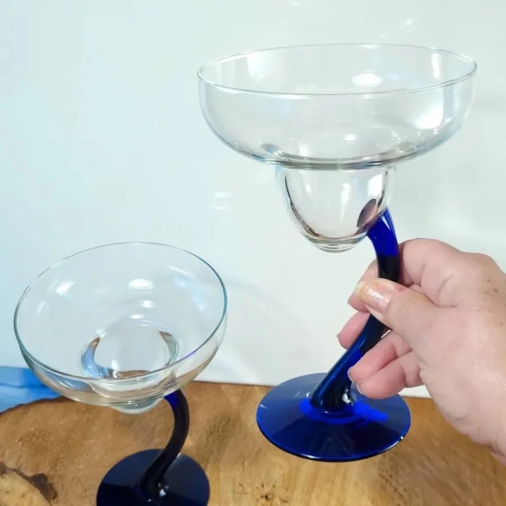 Libbey Bravura Cobalt SWERVE Margarita Glasses